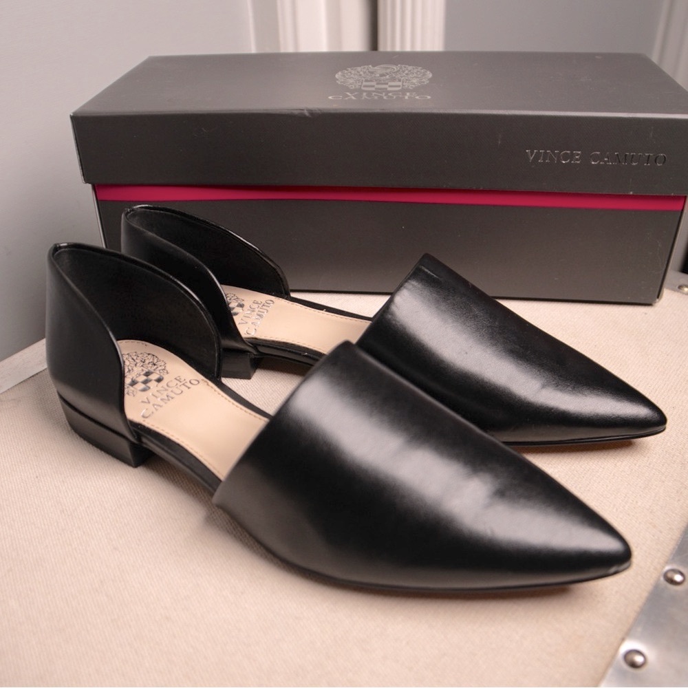 Vince Camuto Black Flats Elegant Slip-On Design